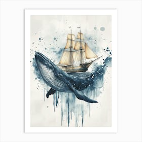 Whale Ship Canvas Print Art Print