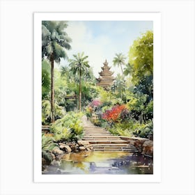 Nong Nooch Tropical Garden Watercolour 2 Art Print