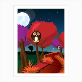 Owls In The Forest Art Print