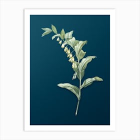 Vintage Solomon's Seal Botanical Art on Teal Blue n.0387 Art Print