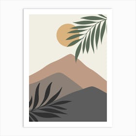 Sunset With Palm Leaves Art Print