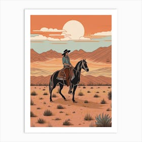 Cowgirl Riding A Horse In The Desert 8 Art Print