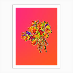 Neon Bear Oak Botanical in Hot Pink and Electric Blue n.0213 Art Print