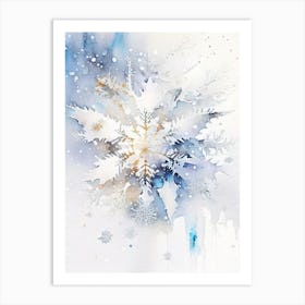 White, Snowflakes, Storybook Watercolours 5 Art Print