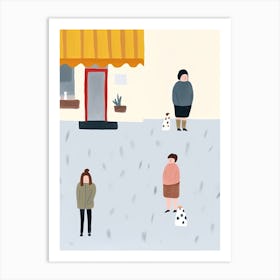 At The Icre Cream Shop Scene, Tiny People And Illustration 2 Art Print