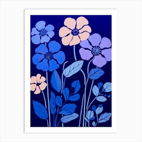 Blue Flower Illustration Lantana 1 Art Print