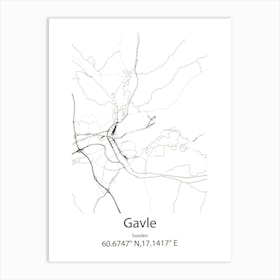 Gavle,Sweden Minimalist Map Art Print