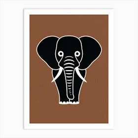 Elephant On A Brown Background Art Print