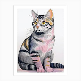 Sitting Stripey Cat Art Print