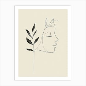 Portrait Of A Woman With Leaves Art Print