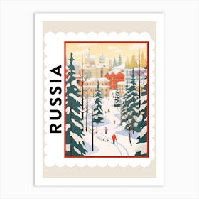 Retro Winter Stamp Poster Moscow Russia 2 Art Print