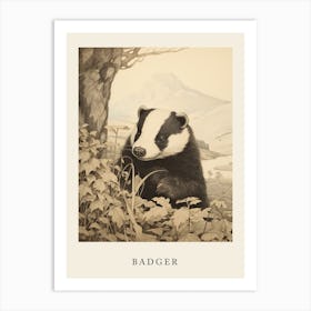 Beatrix Potter Inspired  Animal Watercolour Badger 2 Art Print