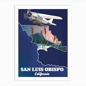 San Luis Obispo California Travel map Art Print