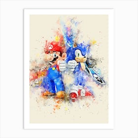 Sonic And Mario Art Print