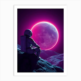 Astronaut Looking At The Moon Art Print