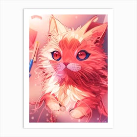 Cute Pinky Cat Art Print