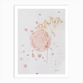 Delicate Botanics On Watercolor Pink Art Print