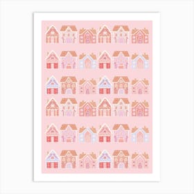 Winter Village Pink Art Print