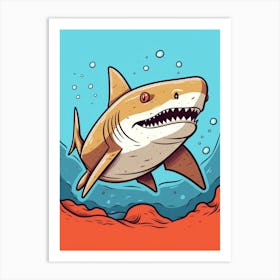 A Nurse Shark In A Vintage Cartoon Style 1 Art Print