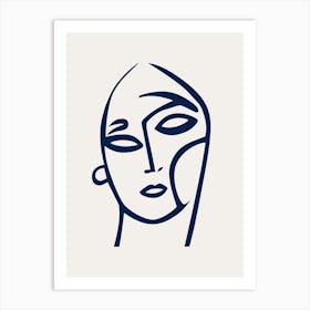 Abstract Blue Face 1 Art Print