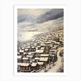 Vintage Winter Painting Troms Norway 2 Art Print