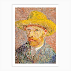 Self Portrait With A Straw Hat (1887), Vincent Van Gogh Art Print