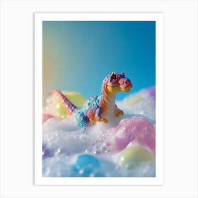 Toy Dinosaur Bubble Bath 4 Art Print