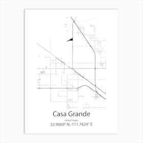 Casa Grande,United States Minimalist Map 1 Art Print