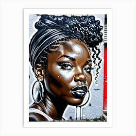 Graffiti Mural Of Beautiful Black Woman 315 Art Print