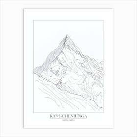 Kangchenjunga Nepal India Line Drawing 1 Poster Art Print