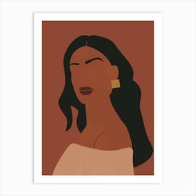 Abstract Woman Gold Earring Painting Art Print
