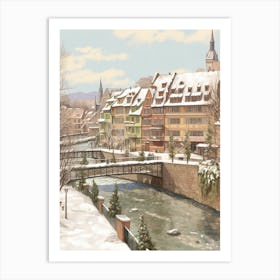 Vintage Winter Illustration Strasbourg France 4 Art Print