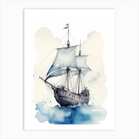 Sailing Ships Watercolor Painting (6) Art Print