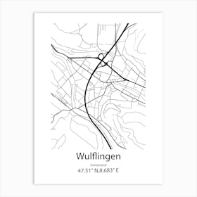 Wulflingen,Switzerland Minimalist Map Art Print