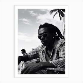 Man In Jamaica, Black And White Analogue Photograph 1 Art Print