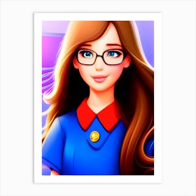 Portrait Of A Girl With Glasses Art Print