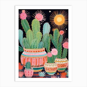 Cactus Painting Maximalist Still Life Moon Cactus 4 Art Print