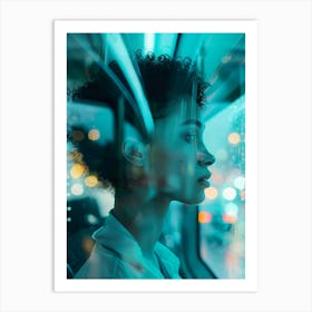 Portrait Of A Woman In A Train Art Print