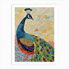 Textured Geometric Peacock 2 Art Print
