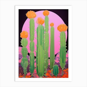 Mexican Style Cactus Illustration Moon Cactus 2 Art Print