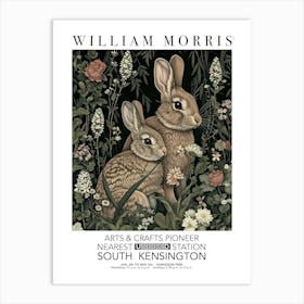 William Morris Print Rabbit With Bunny Portrait Valentines Mothers Day Gift Art Print