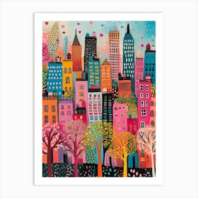 Kitsch Colourful New York Painting 3 Art Print