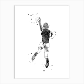 Handball Player Girl Hits The Ball 5 Art Print