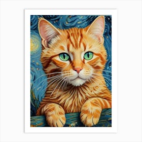 Starry Night Cat 1 Art Print