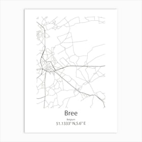 Bree,Belgium Minimalist Map Art Print