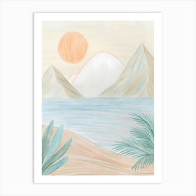 Desert Landscape With Palm Trees 2 Art Print