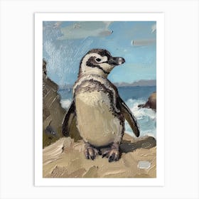 Adlie Penguin Dunedin Taiaroa Head Oil Painting 3 Art Print