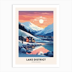Winter Night  Travel Poster Lake District United Kingdom 3 Art Print