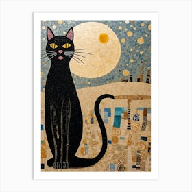 Black Cat Yellow Eyes Art Print