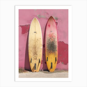 Two Surfboards Against A Pink Wall 1 Art Print